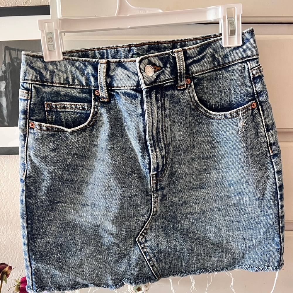 wild fable Light Wash Distressed Denim Mini Skirt